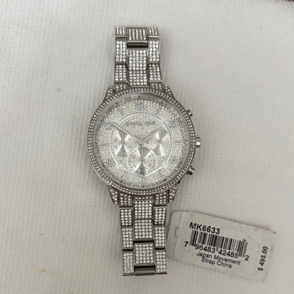 Michael Kors Silver Crystal-Embellished Watch